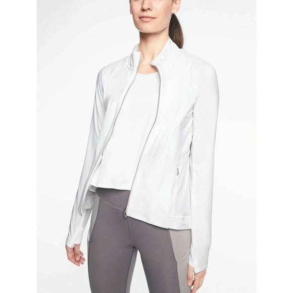 Athleta Jacket Small White Powervita Elation Full Zip Long Sleeve Workout Mock - Picture 4 of 12